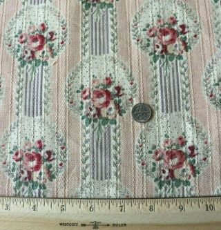 Pink & Lavender Antique French Printed Floral Art Deco Fabric 62 " X 28 " Reserved