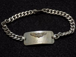 Wwii Us Army Air Corp Sterling Sweetheart Id Bracelet - Fcc