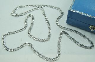 Fully Hallmarked Good Quality 9ct White Gold Anchor Link Necklace.  20 Inch Lgnth