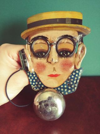 (Private Listing) Distler Gely Mechanical Harold Lloyd Radio Bell Toy Germany 3
