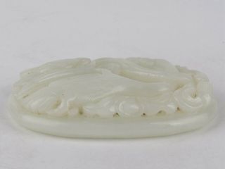 Antique Chinese Hetian Jade Carved Pendant with Flower and Bird 5
