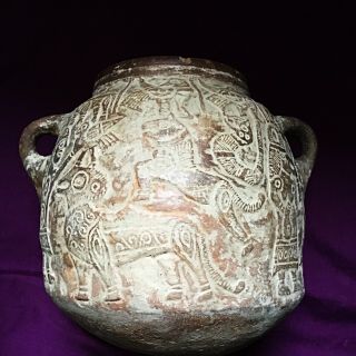 Rare Very large Ancient Near Eastern Greco Bactrian Pictorial Vessel 180/250 BCE 6