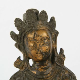 Antique Chinese Tibetan Gilt Bronze Guanyin 5