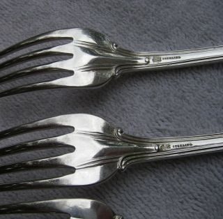 Set 8 Whiting Sterling PRINCE ALBERT (1855) LUNCHEON FORKS - 7 1/8 Inch - STAG Crest 5