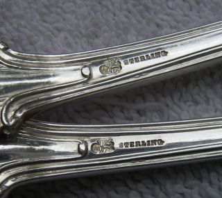 Set 8 Whiting Sterling PRINCE ALBERT (1855) LUNCHEON FORKS - 7 1/8 Inch - STAG Crest 6