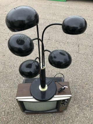 Mid Century Desk Top Lamp Light Orb Pop Art Modern 1970s Retro Ufo Atomic Black