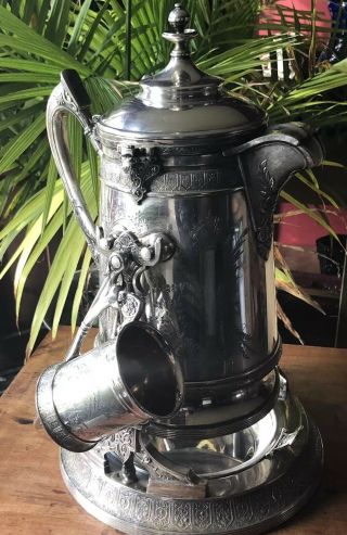 Antique Reed & Barton Silver Plate Tilting Water Pitcher Mug Victorian 1870s