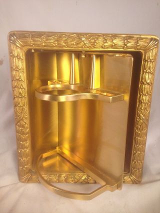 22k Gold Finish Sherle Wagner Inset Toothbrush & Cup Holder Ribbon & Reed X