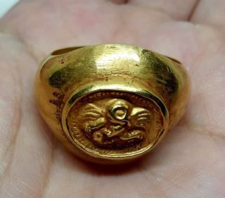 5.  30 G Ancient Roman Ring Lovely Bird,  Unigue Rare 18 K High Gold Greek Gift