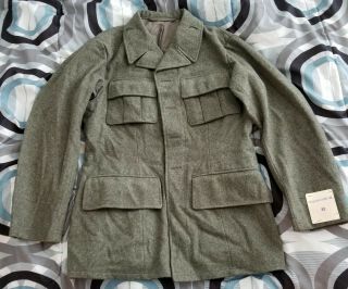Vintage Swedish M - 39 Wool Army Jacket Coat Tunic Gray Authentic German Wwii S 92