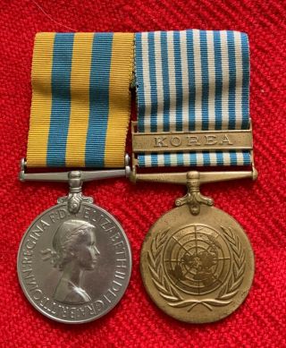 Royal Navy Korea Medal Pair United Nations War Pw Hutchings