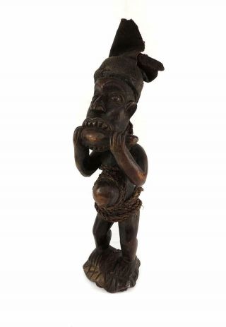 Lulua Male Figure Eating Congo African Art Was $90.  00