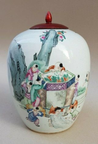 19th C Qing Finely Painted Large Antique Chinese Famille Rose Porcelain Jar