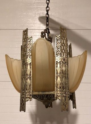 Art Deco Slip Shade 5 Light Chandelier 11