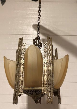 Art Deco Slip Shade 5 Light Chandelier