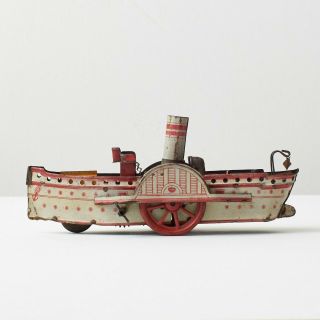 Vintage German Wind Up Toy Steamboat 1920s Or Earlier Tin Toy