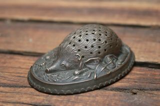 Antique Brass Pin Cushion W.  AVERY & SON Redditch Hedgehog Figural 2