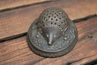 Antique Brass Pin Cushion W.  AVERY & SON Redditch Hedgehog Figural 3