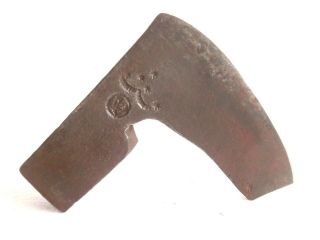 Antique Wrought Iron Engraved W/ Blacksmith Mark Heavy Axe Head Primitive Tool