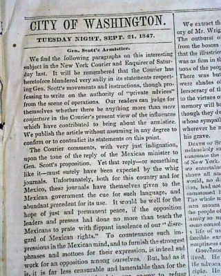 Battle For Mexico City Gen.  Winfield Scott Mexican - American War 1847 Newspaper