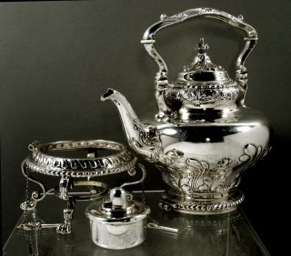 Gorham Sterling Tea Set Kettle & Stand 1898 No Mono 9