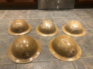 5 Vintage Cold War Era Us Military Civil Defense Helmet Wwii Metal Helmet
