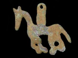 EXTREMELY RARE SCYTHIAN BRONZE VOTIVE HORSEMAN AMULET, 3