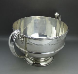 ANTIQUE GOOD LARGE HEAVY SOLID STERLING SILVER TWIN HANDLED BOWL 31CM 1000g 1909 5