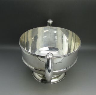 ANTIQUE GOOD LARGE HEAVY SOLID STERLING SILVER TWIN HANDLED BOWL 31CM 1000g 1909 6