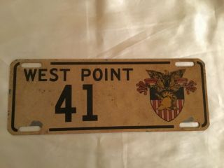 Vintage West Point 41 Metal License Tag