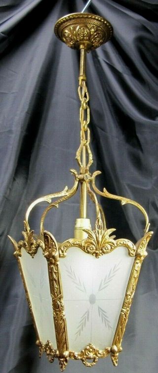 French Antique Lantern Chandelier Vintage Ceiling Lamp Bronze Hallway Hanging