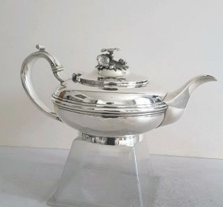 GOOD,  ANTIQUE SOLID SILVER TEA POT.  574GMS.  J.  & J.  ANGELL.  LON.  1836 3