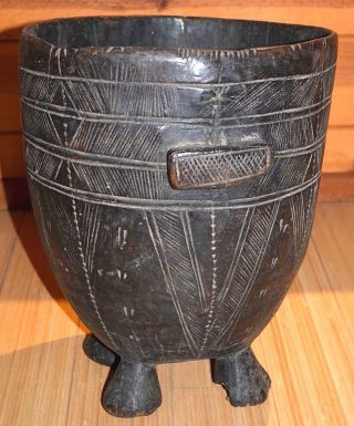 Antique Nupe Tribe Wood Vessel African People Carved Wooden Bowl Nigeria Africa