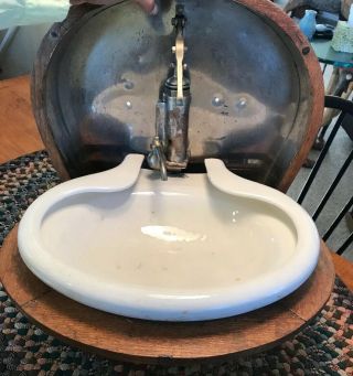 Vintage OAK PULLMAN TRAIN CAR Folding Sink PASSENGER RAILROAD A B Sands York 5