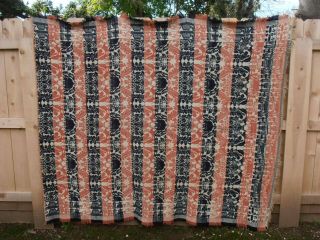 Antique Jacquard Hand Woven Coverlet 1868 Ohio Blanket 76X90 Bird Palm Tree Flag 2