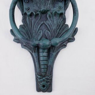 Cast Iron Large Lion Head Door Knocker Antiqued Verdigris Green Garden Decor 5