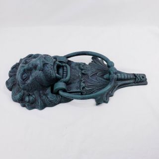 Cast Iron Large Lion Head Door Knocker Antiqued Verdigris Green Garden Decor 6