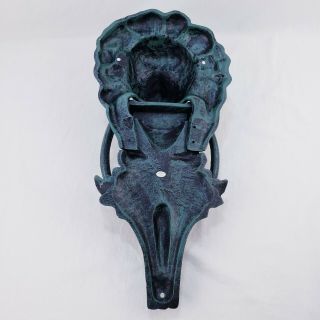 Cast Iron Large Lion Head Door Knocker Antiqued Verdigris Green Garden Decor 8