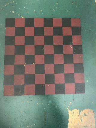 Vintage Primitive Game Board Checker Board Large Red and Green 3