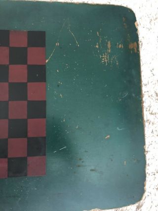 Vintage Primitive Game Board Checker Board Large Red and Green 4