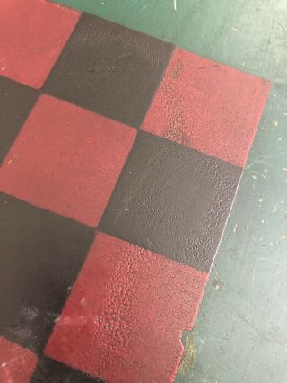 Vintage Primitive Game Board Checker Board Large Red and Green 5