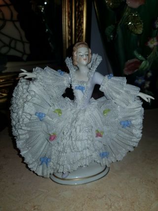 Antique Dresden Lace Volkstedt Porcelain Figurine