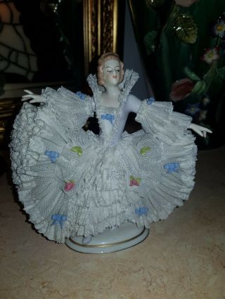 Antique Dresden Lace Volkstedt Porcelain Figurine 2