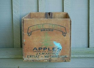 Antique Primitive Pine Tree Apples Wood Wooden Packing Crate Box J.  K.  Mcarthur