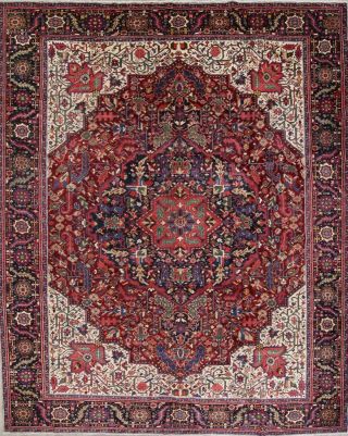 Vegetable Dye Geometric Heriz Serapi Persian Hand - Knotted 12 