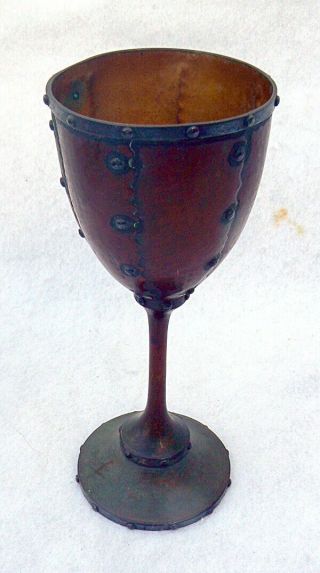 STUNNING Arts & Crafts Hammered Copper & Silver Chalice SHREVE & Co. 3