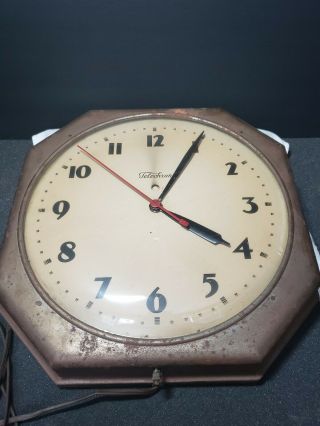Vintage Telechron Electric Wall Clock Metal Model 1f312