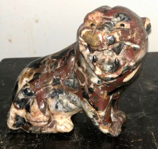 Hand Carved Tiger Roaring Lion Jade Marble Statue Glass Eyes 8 " 5lbs Etched