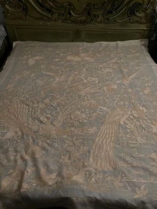 Antiques Chinese FULL Embroidered Wedding Sheet Paino Shawl Tapestry RARE 2