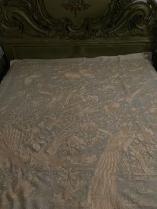 Antiques Chinese FULL Embroidered Wedding Sheet Paino Shawl Tapestry RARE 3